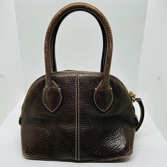 Vintage Dooney & Bourke Chocolate Brown Dome Zipper Closure Satchel Size Small - Picture 1 of 16